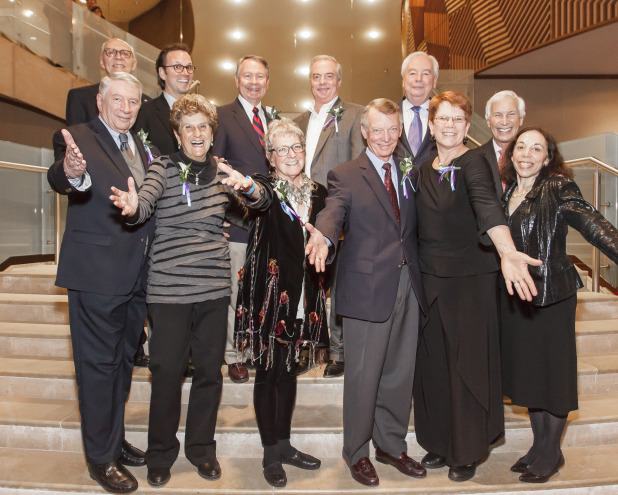 NAMT’s founders and past presidents were honored at Show Off!, a benefit concert celebrating 25 years of the Festival of New Musicals in 2013.  Back row, L-R: Leland Ball, Rick Boynton, John Holly, John Breckenridge, Michael Jenkins, Michael Price  Front row, L-R: Marty Wiviott, Judith Allen, Marilynn Sheldon, Bud Franks, Sue Frost, Marsha Brooks