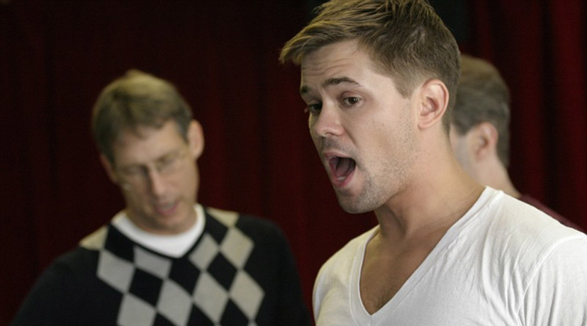 Gregg Edelman and Andrew Rannells in rehearsal for ONE STEP FORWARD at the 2006 Festival of New Musicals