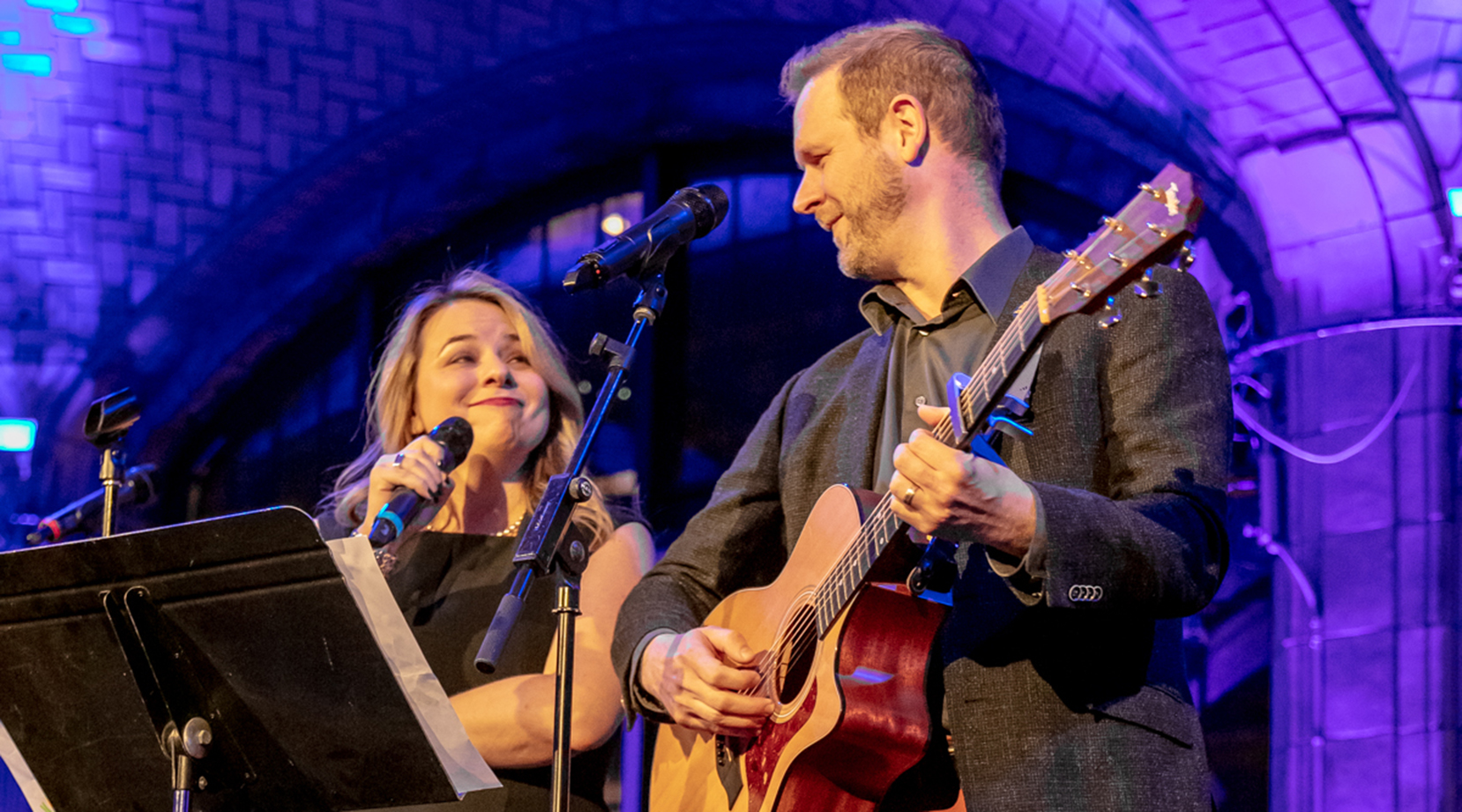 Irene Sankoff and David Hein pay tribute to Marleen and Kenny Alhadeff with a song from Come From Away