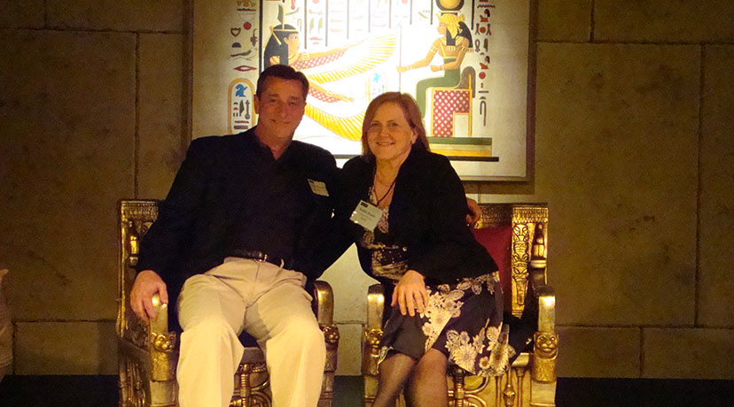 Board President Denny Reagan and Executive Director Kathy Evans at the Kick-Off Cocktail Party, held at the King Tut Exhibit
