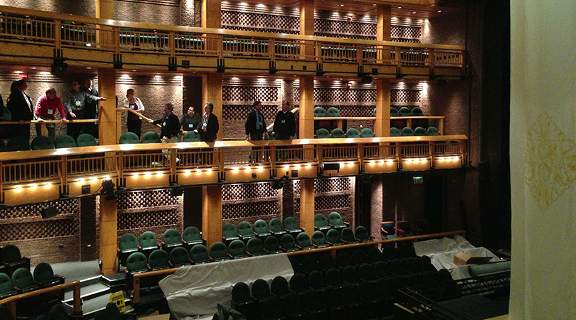 Attendees tour the Mainstage at Chicago Shakespeare Theater
